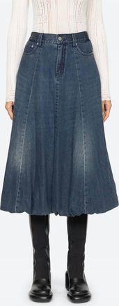 Sea New York Amari Denim Bubble Midi Skirt In Blue