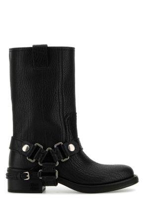 ★関税負担無し★ ※要在庫確認 MiuMiu Boots Black/anthracite Gray Gymnasium Technical Fabric And Suede
