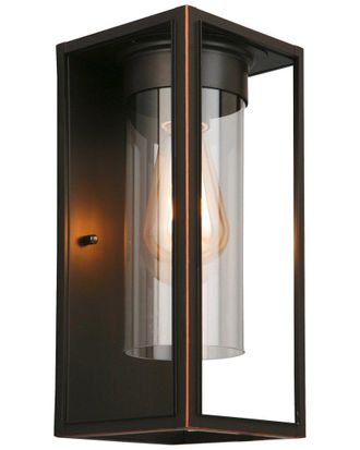 Eglo Eglo Walker Hill 1 Light Outdoor Wall Light With Oil Rubbed Bronze Finish & Clear Glass
