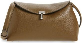 Toteme Palmellata T-Lock Leather Clutch Crossbody in Dark Taupe at Nordstrom