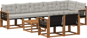 vidaXL Conjunto De Sof&aacute;s De Exterior 9 Uds. Natural Y Gris Claro Vidaxl