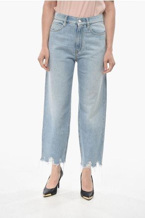 Pinko Denim Jeans ESTELLE Light Wash Distressed Hem 21cm size 26