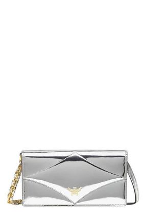 MCM Diamond Chain Wallet in Metallic Mirror Leather in Silver at Nordstrom