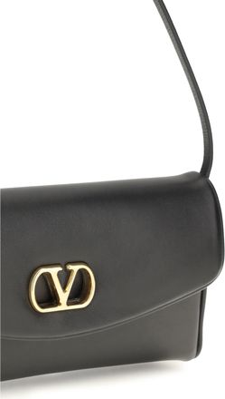 Valentino Garavani Womens Leather Shoulder Bag Devain Black Calf
