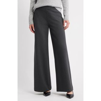 Caslon High Waist Wide Leg Ponte Pants in Grey Dark Charcoal Heather at Nordstrom Rack, Size X-Small