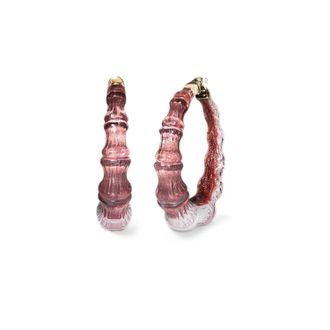 Gold & Honey Womens Bamboo Illusion Lucite Hoop Earrings In Cocoa