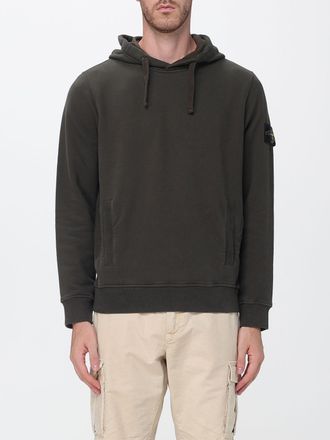 Stone Island Felpa con cappuccio in cotone con logo Compass applicato