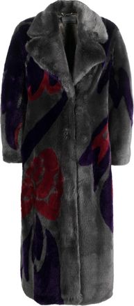 Alberta Ferretti abstract-print faux-fur coat - women - Viscose/Modacrylic/Polyester - 40 - Grey