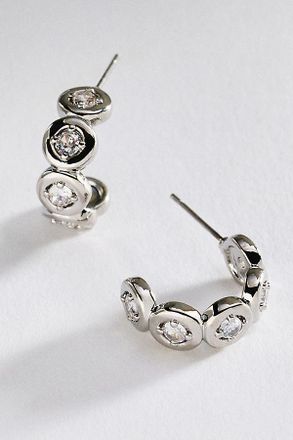 Anthropologie Bezel-Set Crystal Hoop Earrings