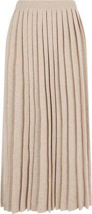 Fabiana Filippi Lange geplooide rok - Dames - Maxi Rokken - Beige - 2XS - Wol - Rokken