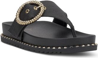 Jessica Simpson Cymmeri Sandals Womens Black Studded Toe Post Thong VER1555