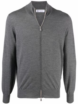 Brunello Cucinelli Cardigan con zip - Grigio