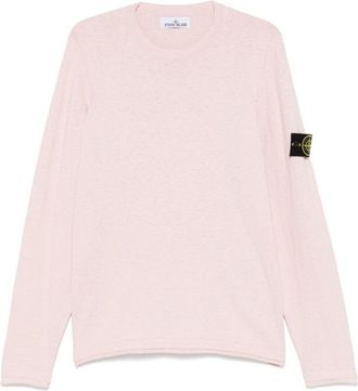 Stone Island Crew Neck Sweater With Rolled Trim And Logo Patch
