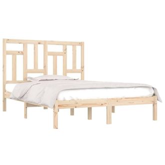 Berkfield Home Beautiful Bed Frame Solid Wood 135x190 cm Double in Natural