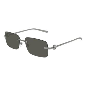 Gucci Sunglasses, male, Gray, 55 MM, Metal Rectangle Sunglasses