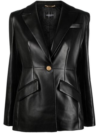Versace Blazer monopetto in pelle - Nero