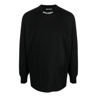 Palm Angels FW22 Logo Mock Neck Longsleeve T-Shirt Black White PMAB001C99JER0041001