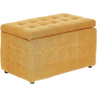 Beliani Pouf contenitore in tessuto giallo con coperchio Michigan