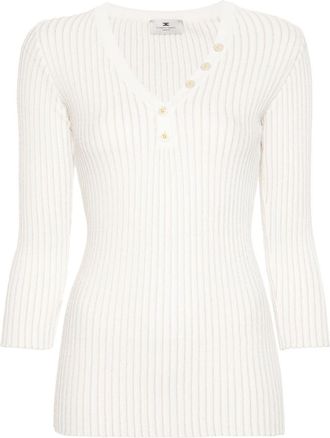 Elisabetta Franchi ribbed-knit jumper - women - Polyester/Metallized Polyester/Viscose - 42 - White
