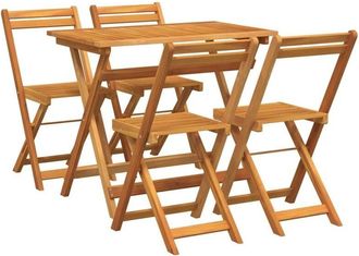 vidaXL Conjunto bistro 5 pcs Marrón madera maciza de acacia Vidaxl