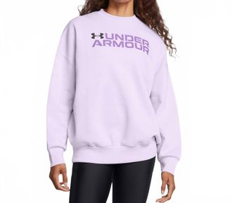 Under Armour Rival Fleece Wordmark Oversized Crew Sweatshirt In Salt Purple