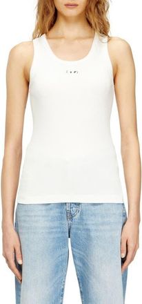 Diesel T-Anki-OD Metallic Oval D Cutout Rib Tank in Off/white at Nordstrom, Size Xx-Small