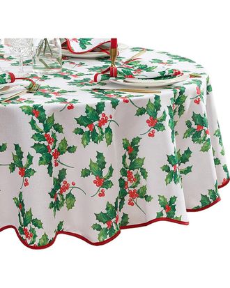Elrene Vintage Holly Scallop Border Tablecloth -Round