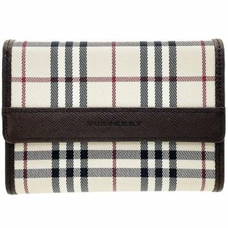 Burberry Light Beige Nylon Leather Wallet (Tri-Fold) (Pre-Owned)