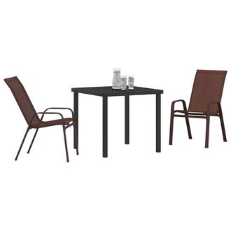 Berkfield Home Modern 3 Piece Garden Dining Set Brown Textilene & Steel