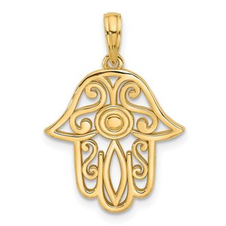 Diamond2Deal 14k Yellow Gold Fancy Hamsa Charm Pendant