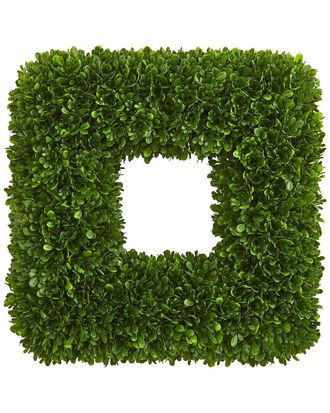 Nearly Natural 17In Tea Leaf Square Wreath Uv Resistant (Indoor/Outdoor)