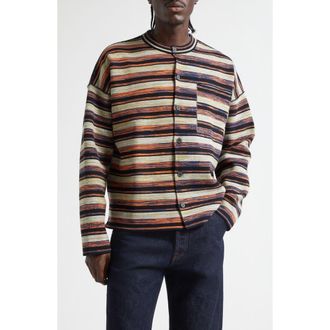 Waste Yarn Project Matt Space Dyed Stripe One of a Kind Shirt Jacket in Black Multi at Nordstrom, Size Medium