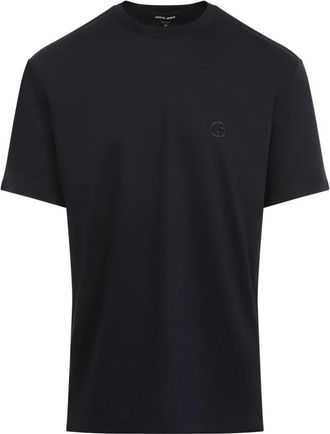Giorgio Armani Blauw Katoenen Crew Neck T-Shirt - Heren - T-shirts - Zwart - XL - Katoen - Tops