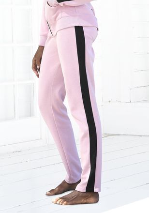 Bench Loungehose BENCH. LOUNGEWEAR, Damen, Gr. 32/34, N-Gr, rosa (rosa, schwarz), Jersey, Obermaterial: 60% Baumwolle, 40% Polyester, unifarben mit Farbeins