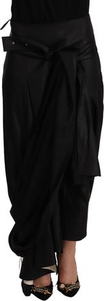 Celine Acetate Black High Waist Wrap Style Asymmetric Womens Skirt (Pre-Owned)