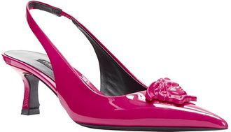 Versace Womens Leather Palazzo Medusa Sling Kitten Heel Pointed Toe Pump (Authentic Pre-Loved)