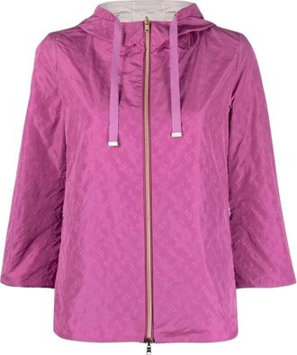 Herno Jassen, Dames, Roze, L, Polyester, Omkeerbaar jack met monogramprint