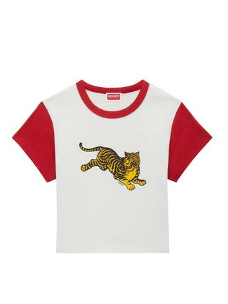 Kenzo Kenzo Jumping Tiger katoenen bijgesneden T-shirt