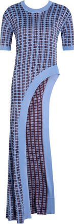 Paco Rabanne Patterned Fine-knit Midi Dress - Blue - S (UK8-10 / S)