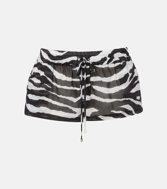 The Attico Zebra-print cotton muslin shorts
