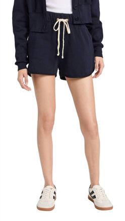 Les Tien Serena Scallop Short In Navy