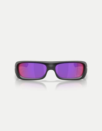 Oakley Kylian Mbapp&eacute; Signature Series - Occhiali da sole permian rettangolari inchiostro nero opaco con lenti viola a specchio