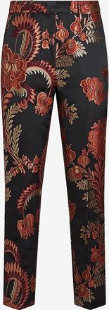 Etro Zigarettenhose aus Jacquard mit Bl&uuml;ten- und Blattmotiv