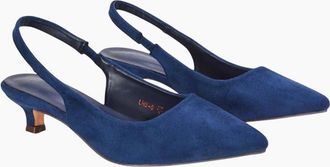 XY London Womens XY London Womens/Ladies Leila Sling Back Low Kitten Heel Court Shoes - Navy - Size: 6