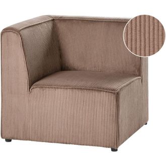 Beliani Corner Section Sand Beige Corduroy 1-Seat Jumbo Cord Left Hand Sofa Module Modern Single-Seat LEMVIG
