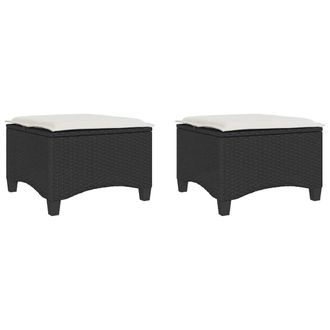 vidaXL Sgabelli Giardino Con Cuscini 2 Pz Nero 55x55x36 Cm Polyrattan - Vidaxl