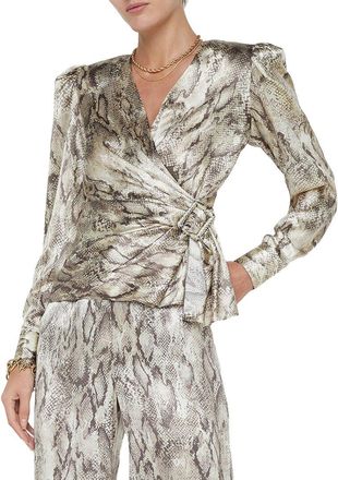 L'agence Lagence Bensen Silk-Blend Wrap Buckle Blouse