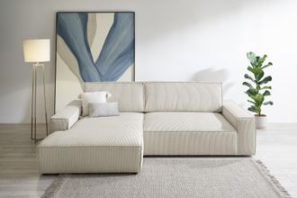 HOME AFFAIRE Ecksofa »NEU: SHERWOOD XXL 284, Big-Sofa L-Form, tiefe Sitzfläche 95 cm, Cord« Recamiere rechts/links, als Schlafsofa stellbar, Cord u. Leinenoptik