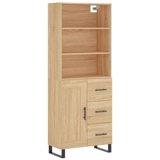 Berkfield Home Highboard Sonoma Oak 69.5x34x180 cm Engineered Wood in Light Brown