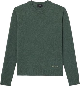 A.P.C. Edmond Sweater - Heren - Ronde hals truien - Groen - L - Wol - Truien & Vesten